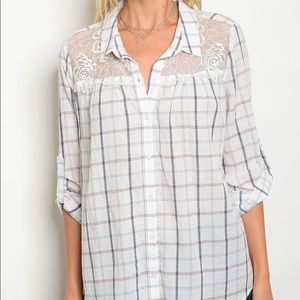 Plaid shirt with lace